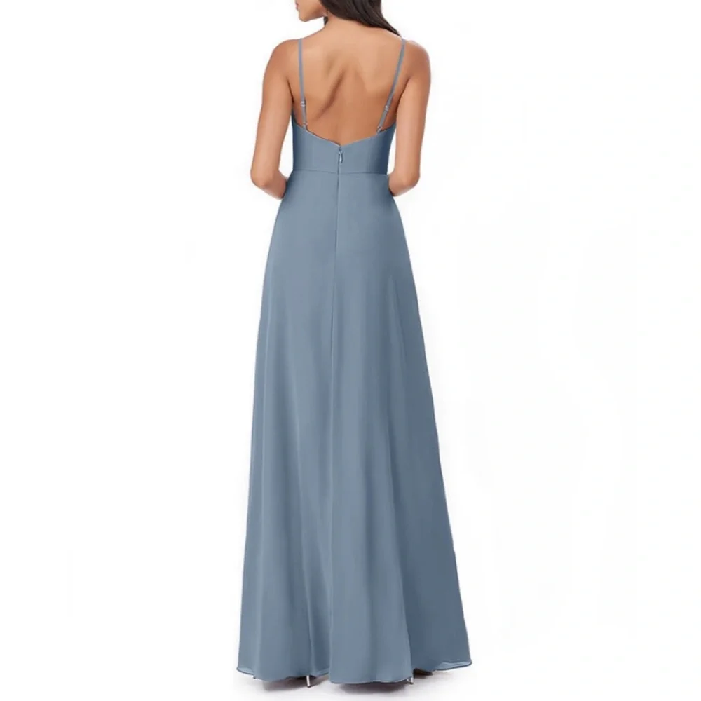 Azazie Dusty Blue Collette Bridesmaids Dress A4 size 4 Worn Once - Picture 3 of 7